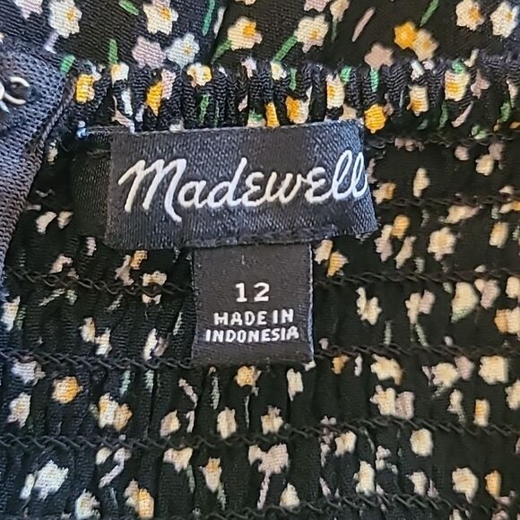 Madewell Floral Button-Front Wide Leg Jumpsuit in Playground Black Yellow Sz 12 - Picture 12 of 16